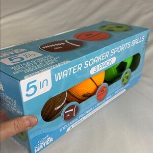 Evolve Water 3-pack 5" Soaker Sports Balls Kids: Football, Soccer, Basketball